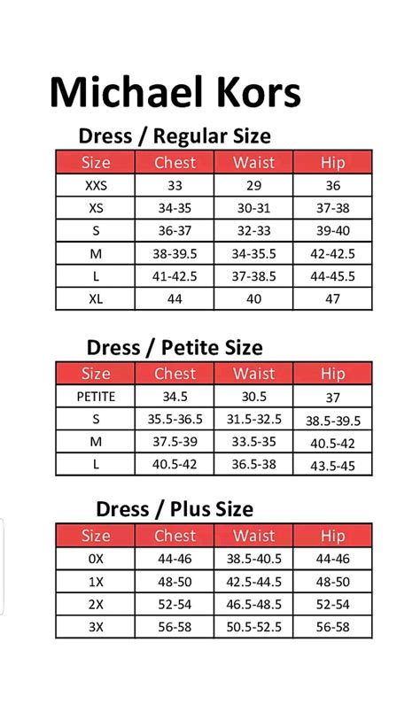 michael kors blazer size chart